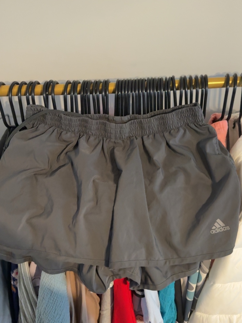 adidas Charcoal Gray Running Skort with Drawstring